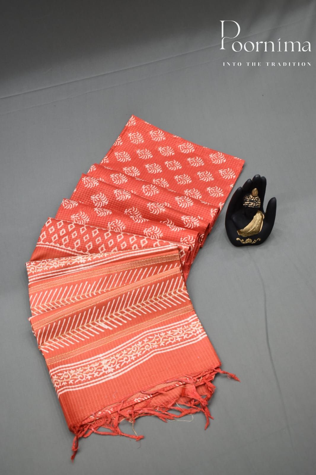 ORANGE-BAGALPUR CHECKS SAREE