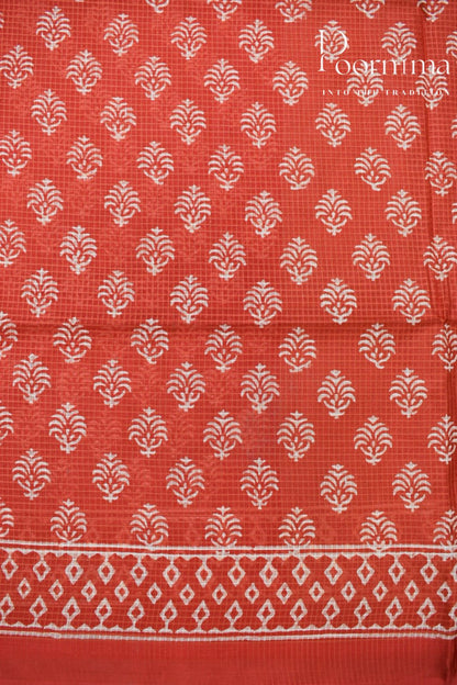 ORANGE-BAGALPUR CHECKS SAREE