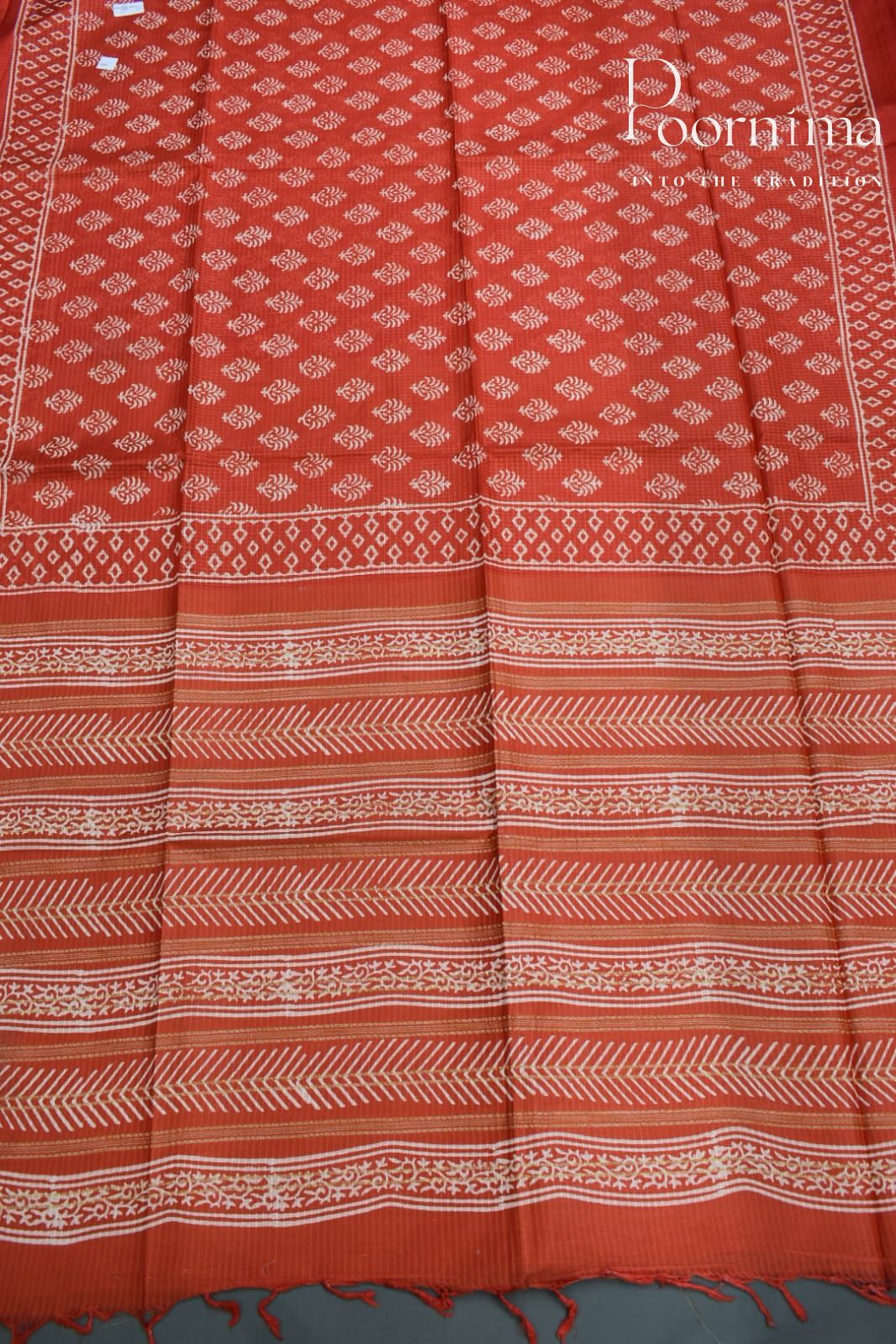 ORANGE-BAGALPUR CHECKS SAREE