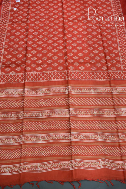 ORANGE-BAGALPUR CHECKS SAREE