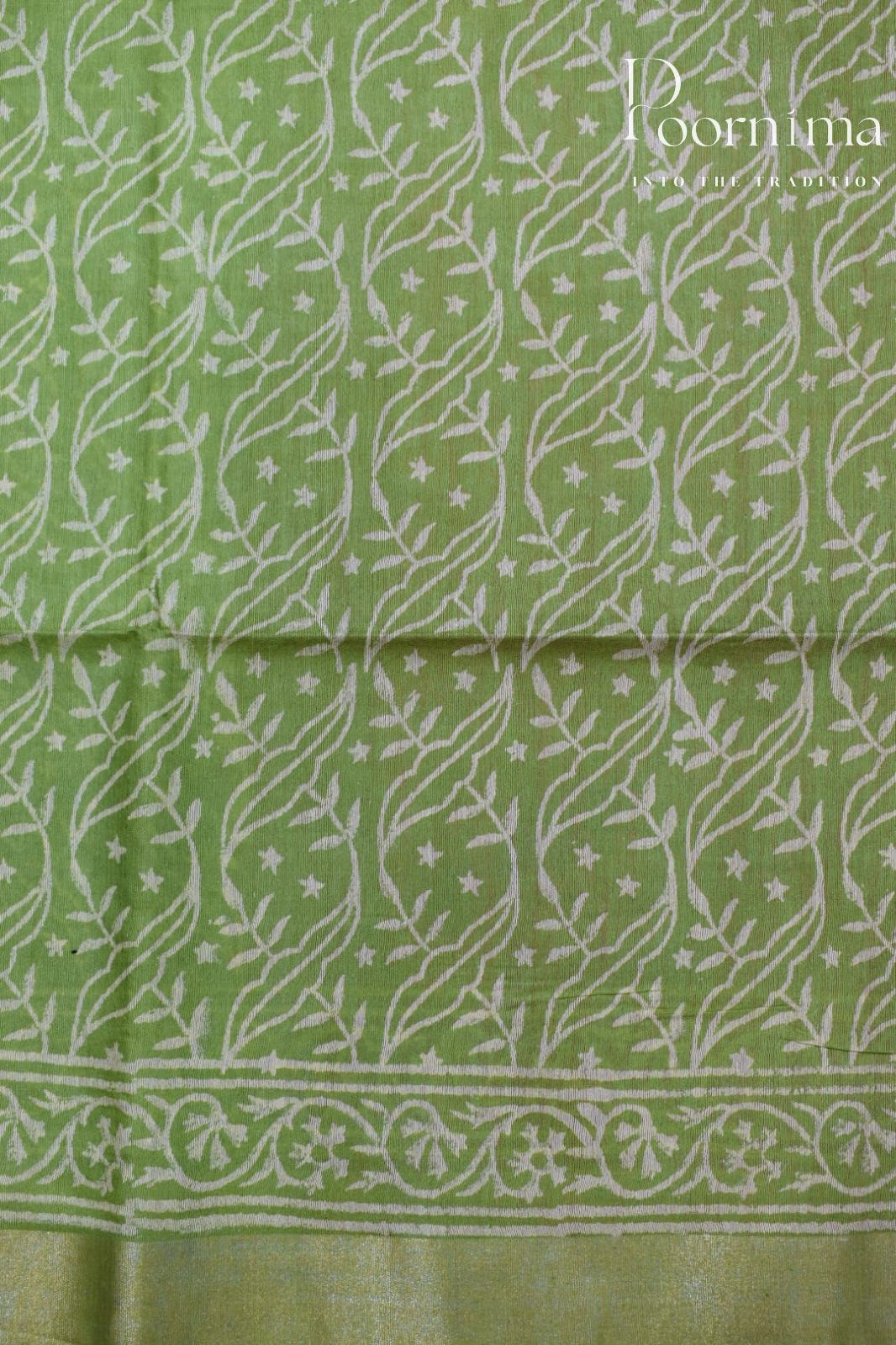 PARROT GREEN&amp;PINK- COTTON SILK SAREE