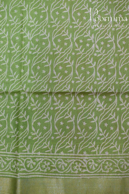 PARROT GREEN&amp;PINK- COTTON SILK SAREE