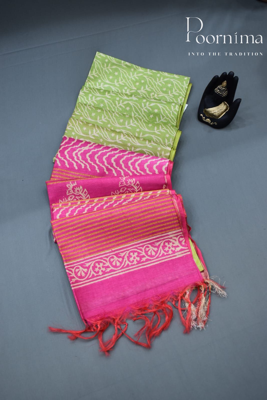 PARROT GREEN&amp;PINK- COTTON SILK SAREE