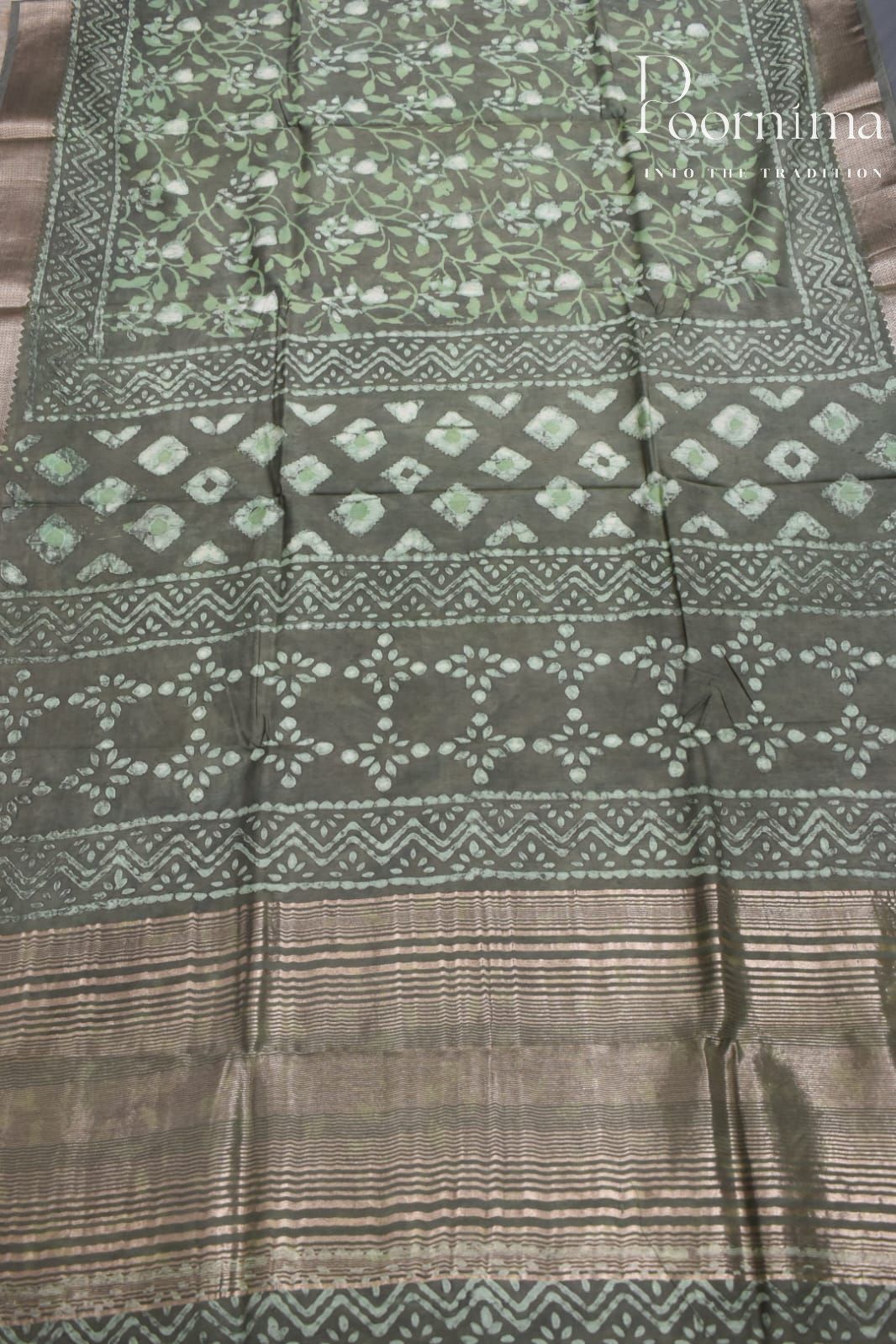 GREY-COTTON SILK SAREE