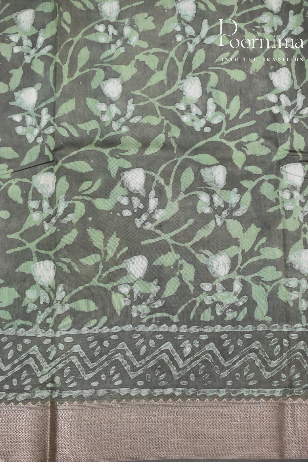 GREY-COTTON SILK SAREE