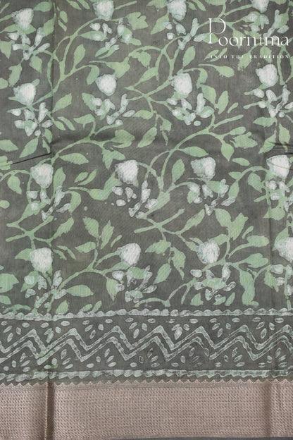 GREY-COTTON SILK SAREE