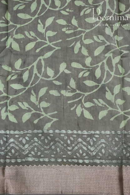 GREY-COTTON SILK SAREE