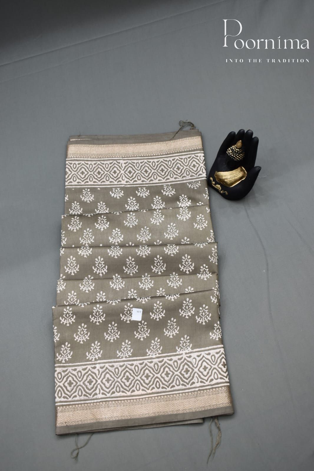 GREY-COTTON SILK SAREE