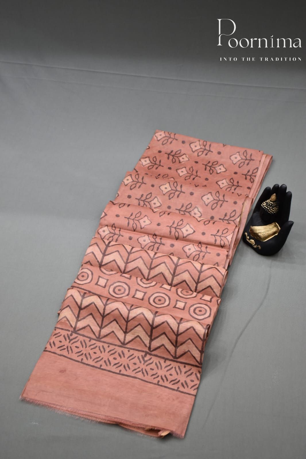 LIGHT BROWN-COTTON SILK SAREE