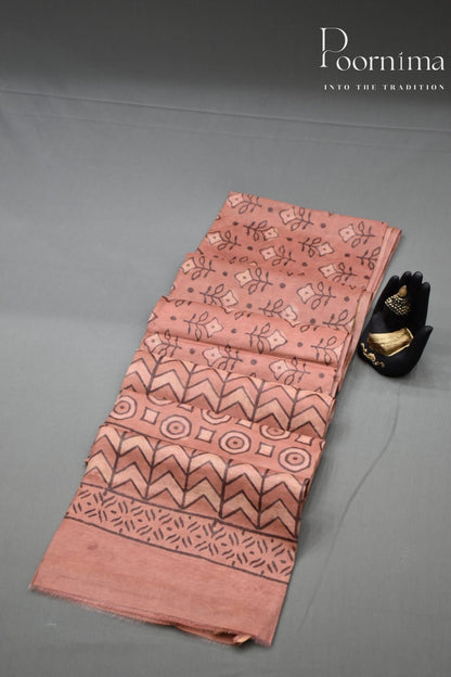 LIGHT BROWN-COTTON SILK SAREE