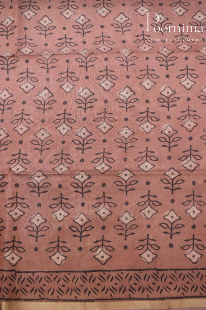 LIGHT BROWN-COTTON SILK SAREE