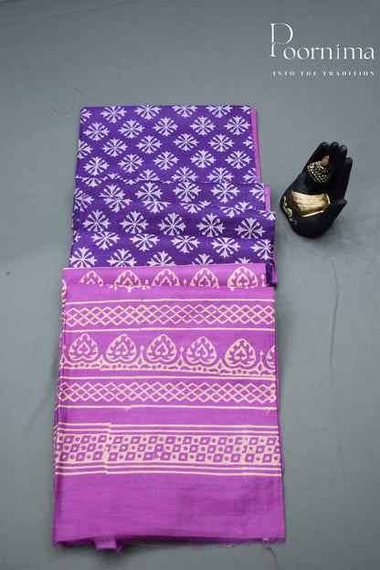 VIOLET-COTTON SILK SAREE