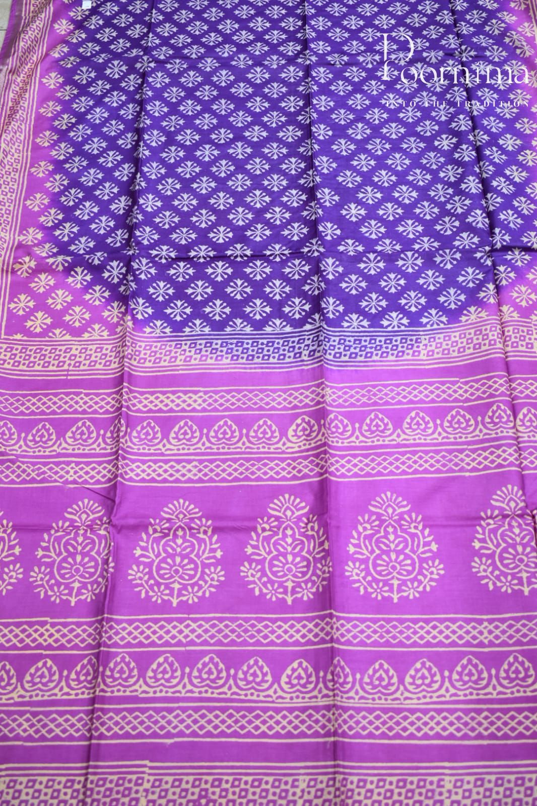 VIOLET-COTTON SILK SAREE