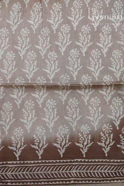 BROWN-COTTON SILK SAREE