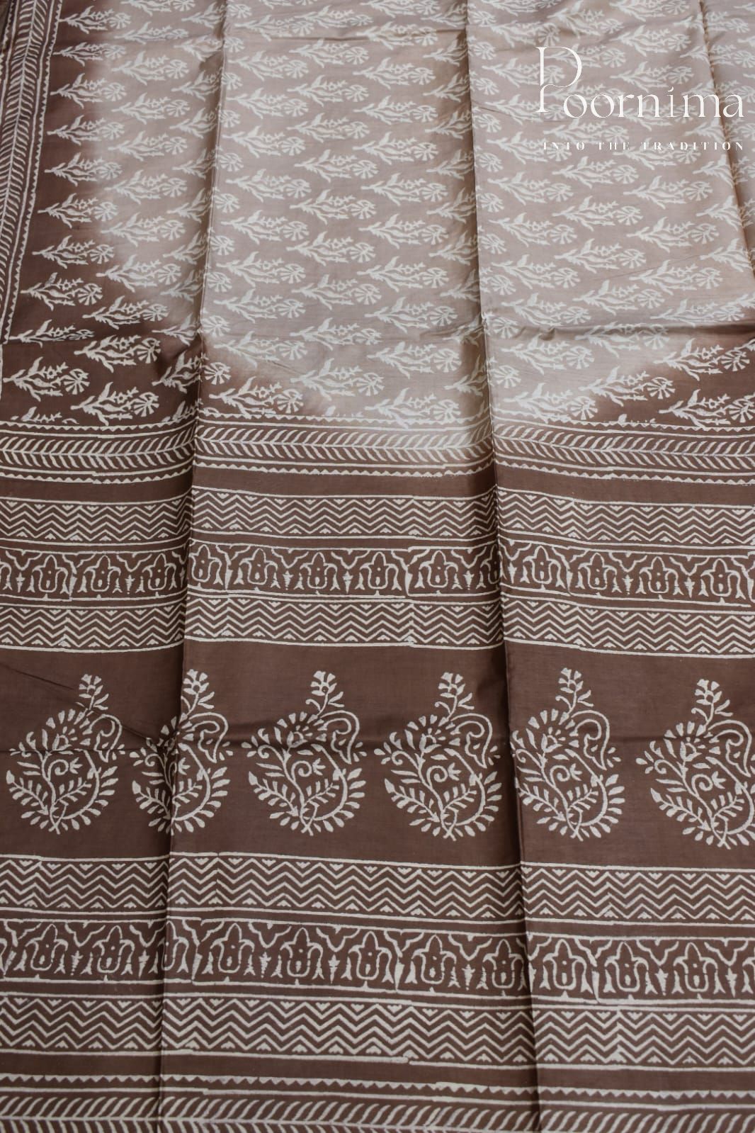 BROWN-COTTON SILK SAREE