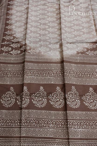 BROWN-COTTON SILK SAREE
