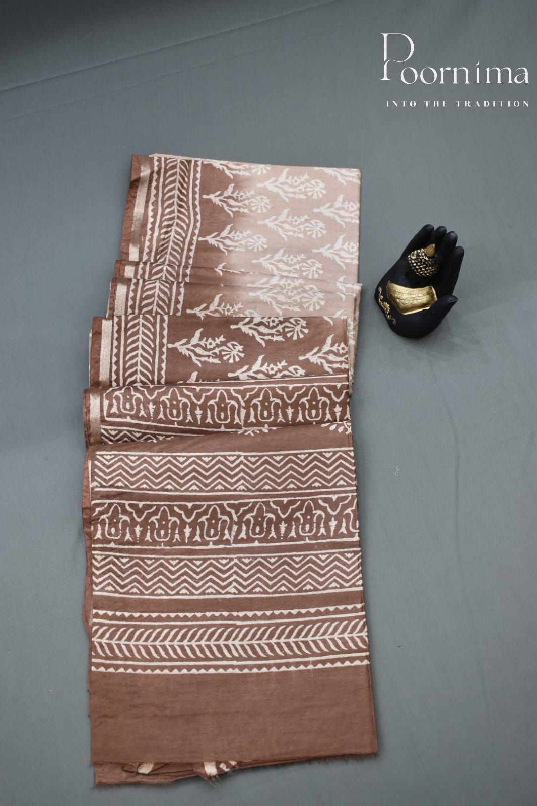 BROWN-COTTON SILK SAREE