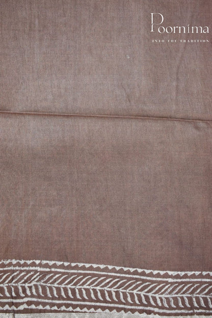 BROWN-COTTON SILK SAREE