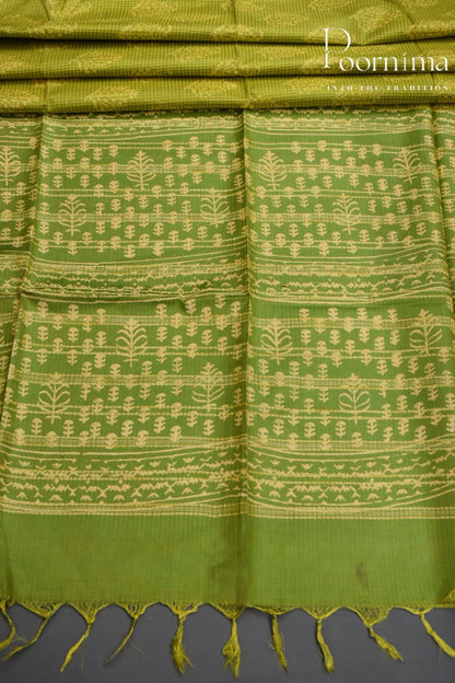 LEMON YELLOW-BAGALPUR CHECKS SAREE