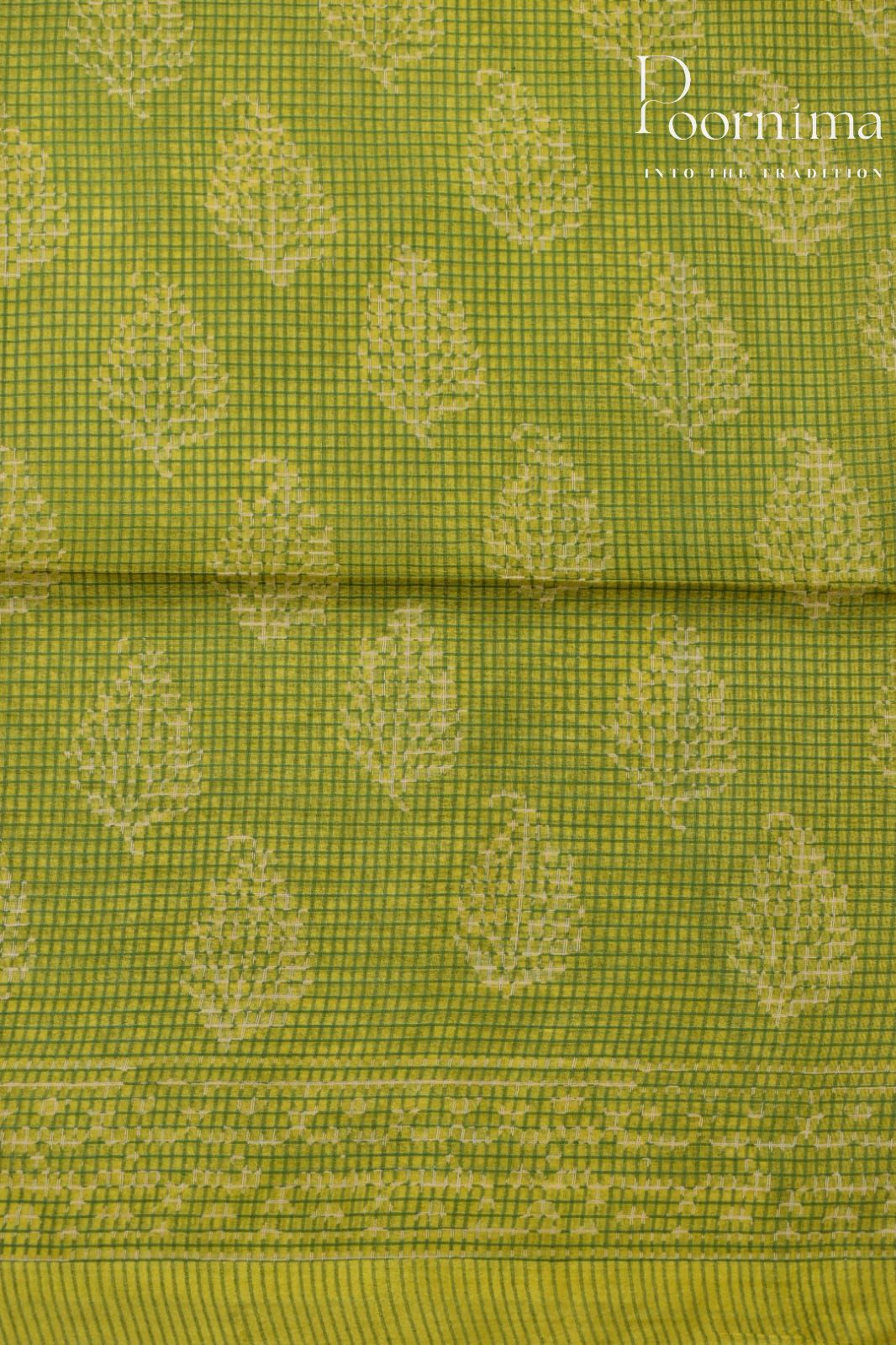 LEMON YELLOW-BAGALPUR CHECKS SAREE