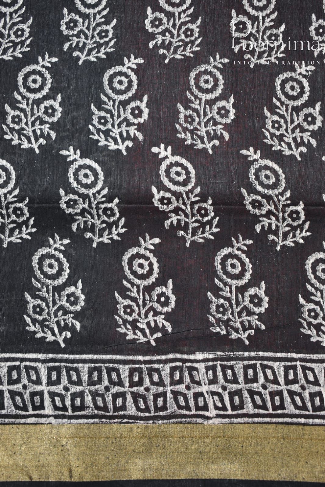 BLACK&amp;ORANGE-COTTON SILK SAREE