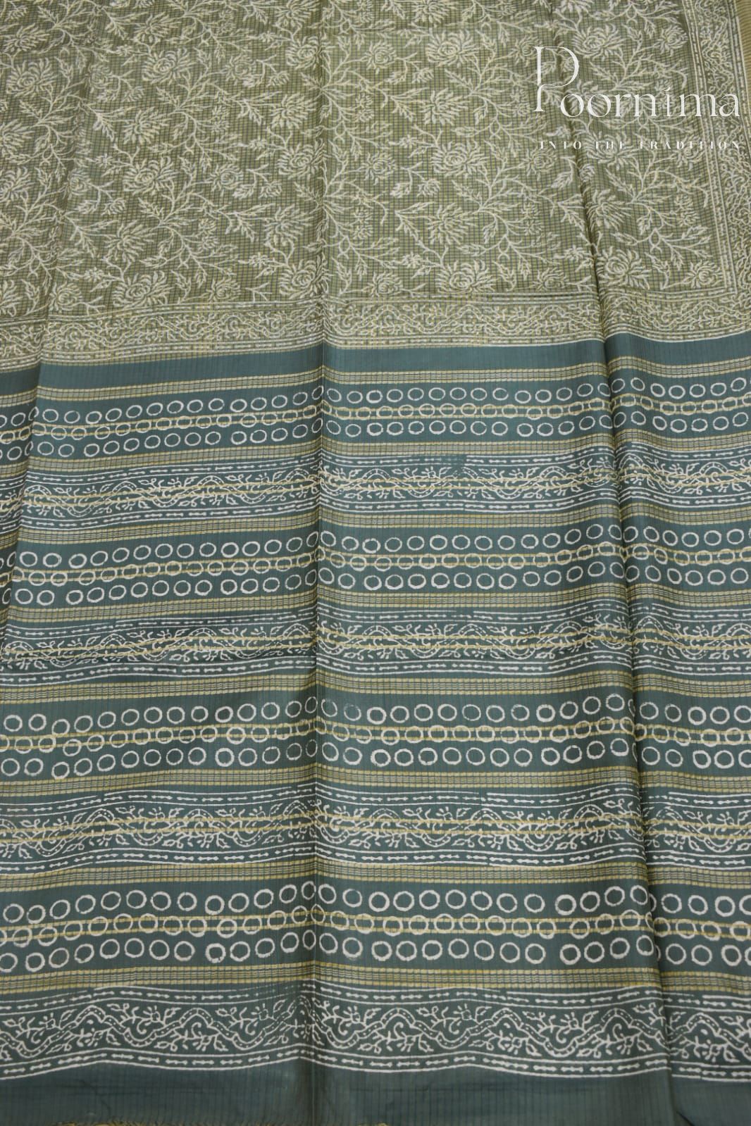 PISTA GREEN-BAGALPUR CHECKS SAREE