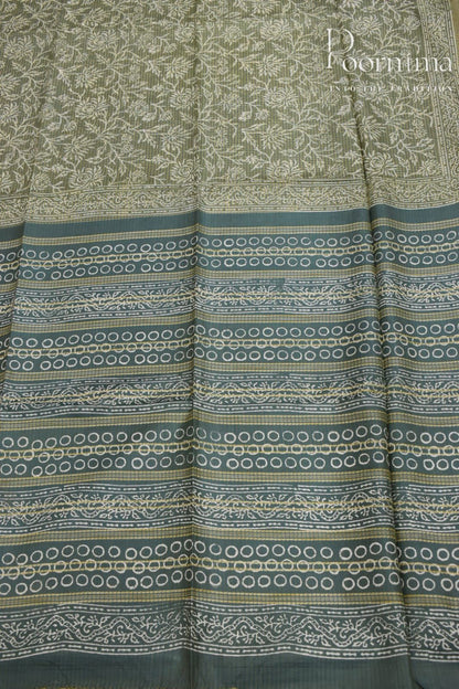 PISTA GREEN-BAGALPUR CHECKS SAREE