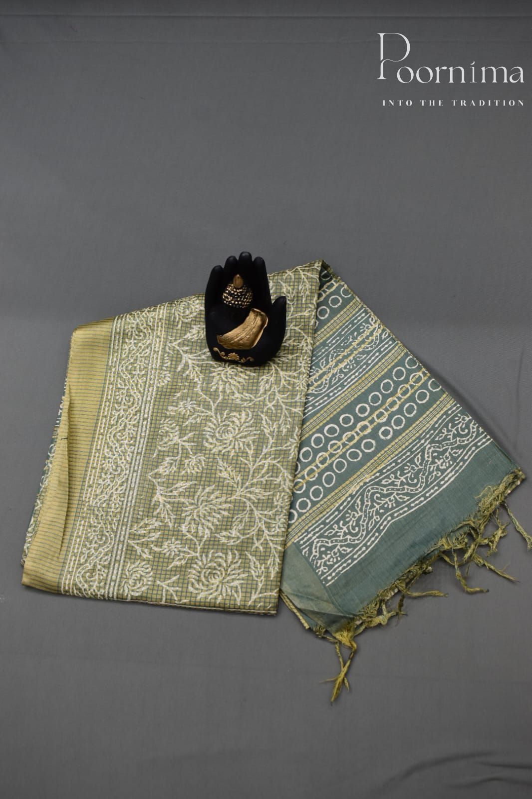 PISTA GREEN-BAGALPUR CHECKS SAREE