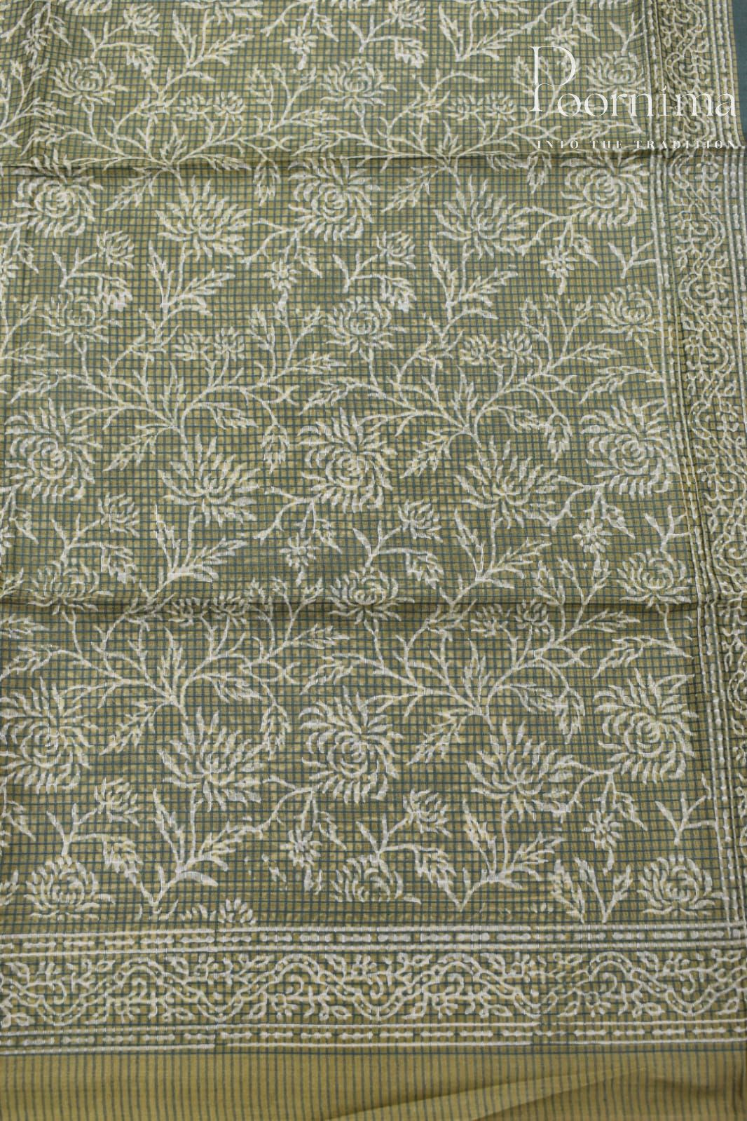 PISTA GREEN-BAGALPUR CHECKS SAREE