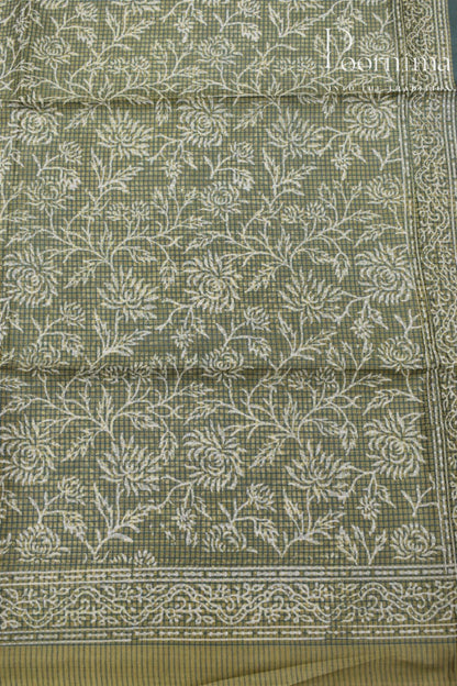 PISTA GREEN-BAGALPUR CHECKS SAREE