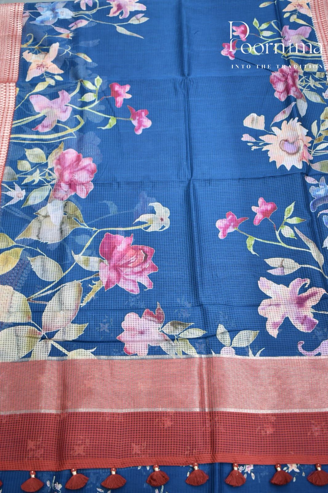AZURE BLUE- BANANA WEAVING SAREE