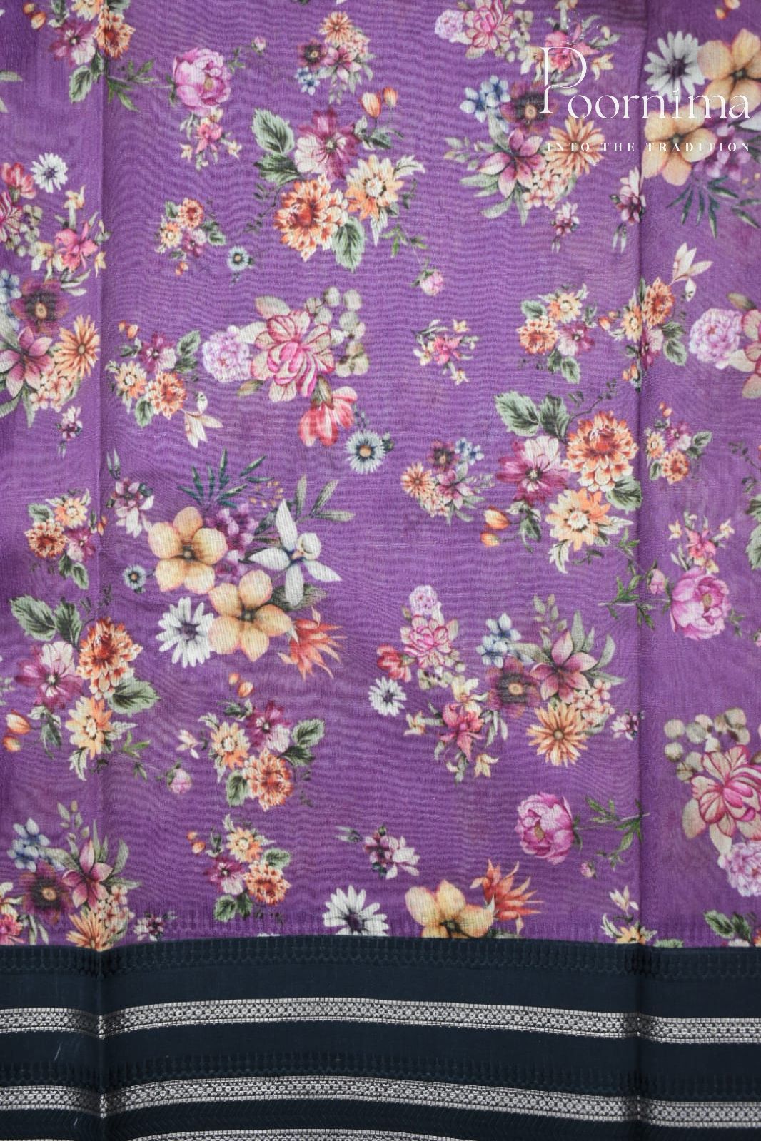 PURPLE- COTTON DIGITAL PRINT SAREE