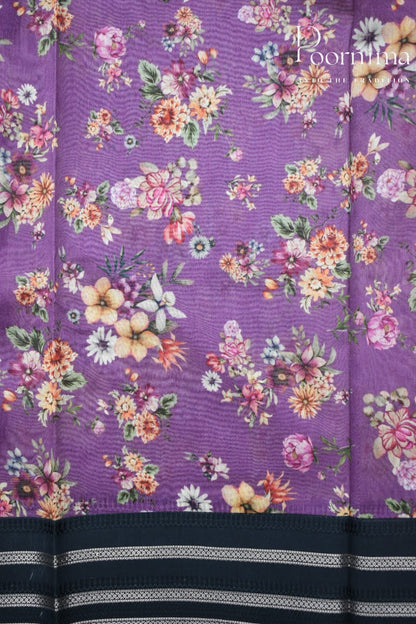 PURPLE- COTTON DIGITAL PRINT SAREE