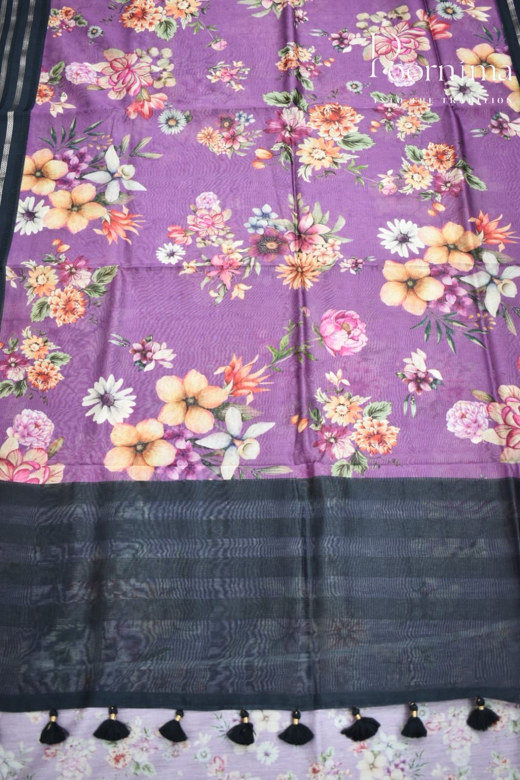 PURPLE- COTTON DIGITAL PRINT SAREE