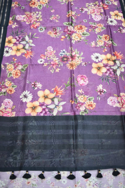 PURPLE- COTTON DIGITAL PRINT SAREE