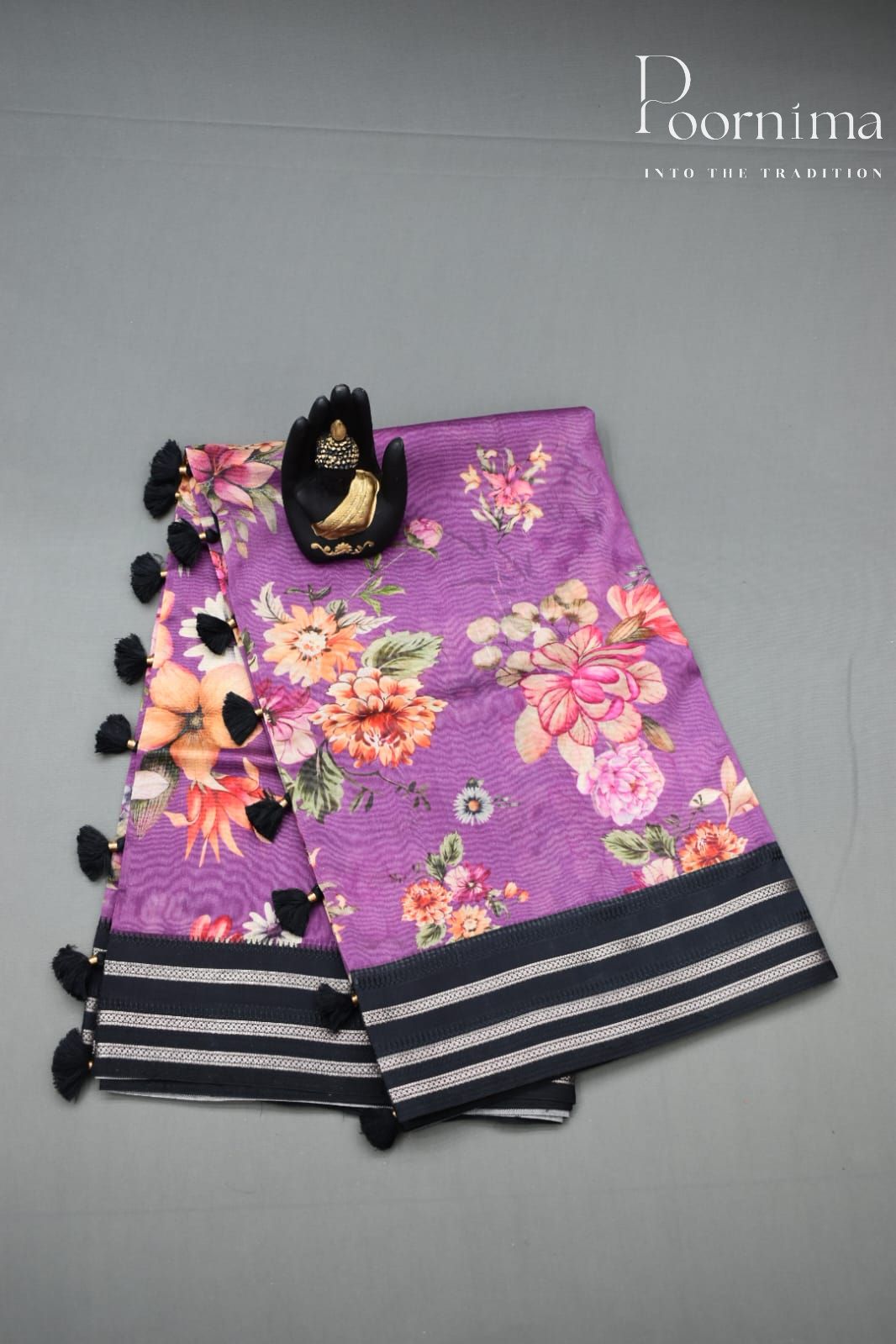 PURPLE- COTTON DIGITAL PRINT SAREE
