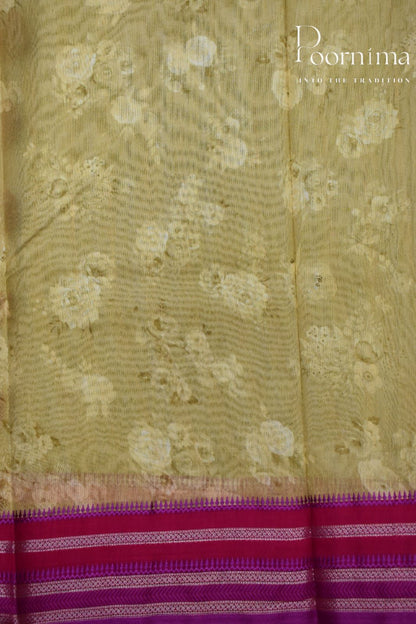 MUSTARD YELLOW- COTTON DIGITAL PRINT SAREE