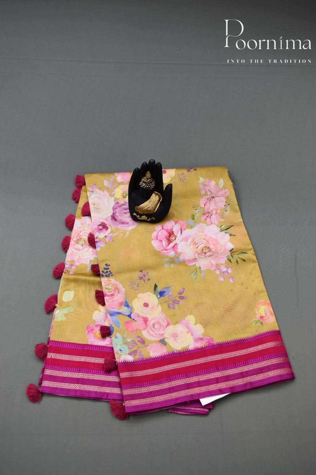 MUSTARD YELLOW- COTTON DIGITAL PRINT SAREE