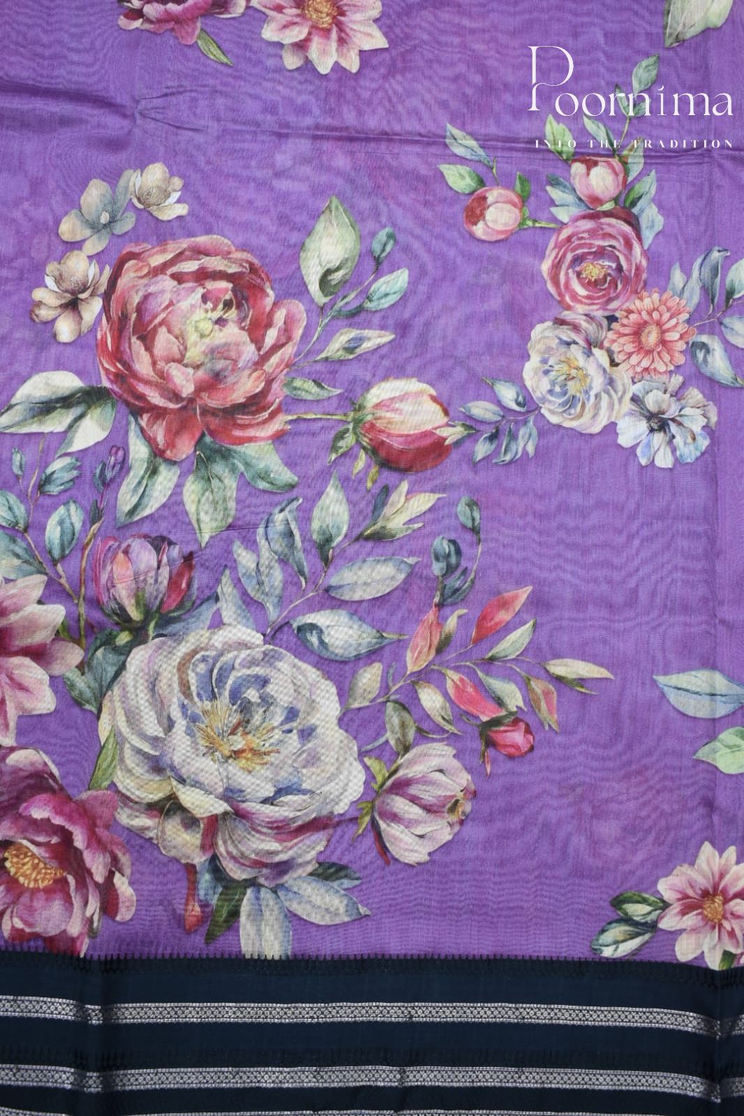 PURPLE- COTTON DIGITAL PRINT SAREE