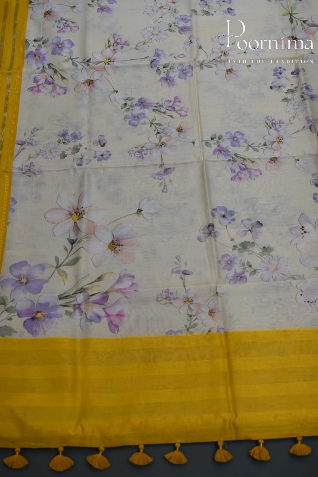 CREAM- COTTON DIGITAL PRINT SAREE