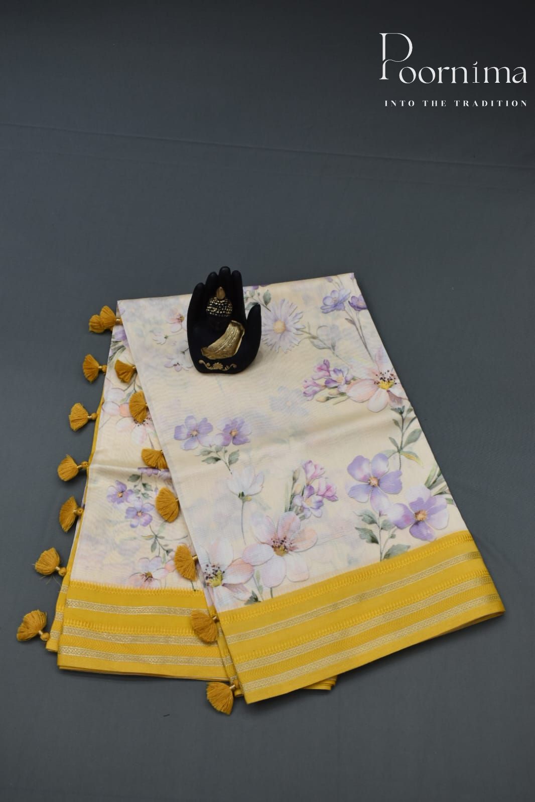 CREAM- COTTON DIGITAL PRINT SAREE