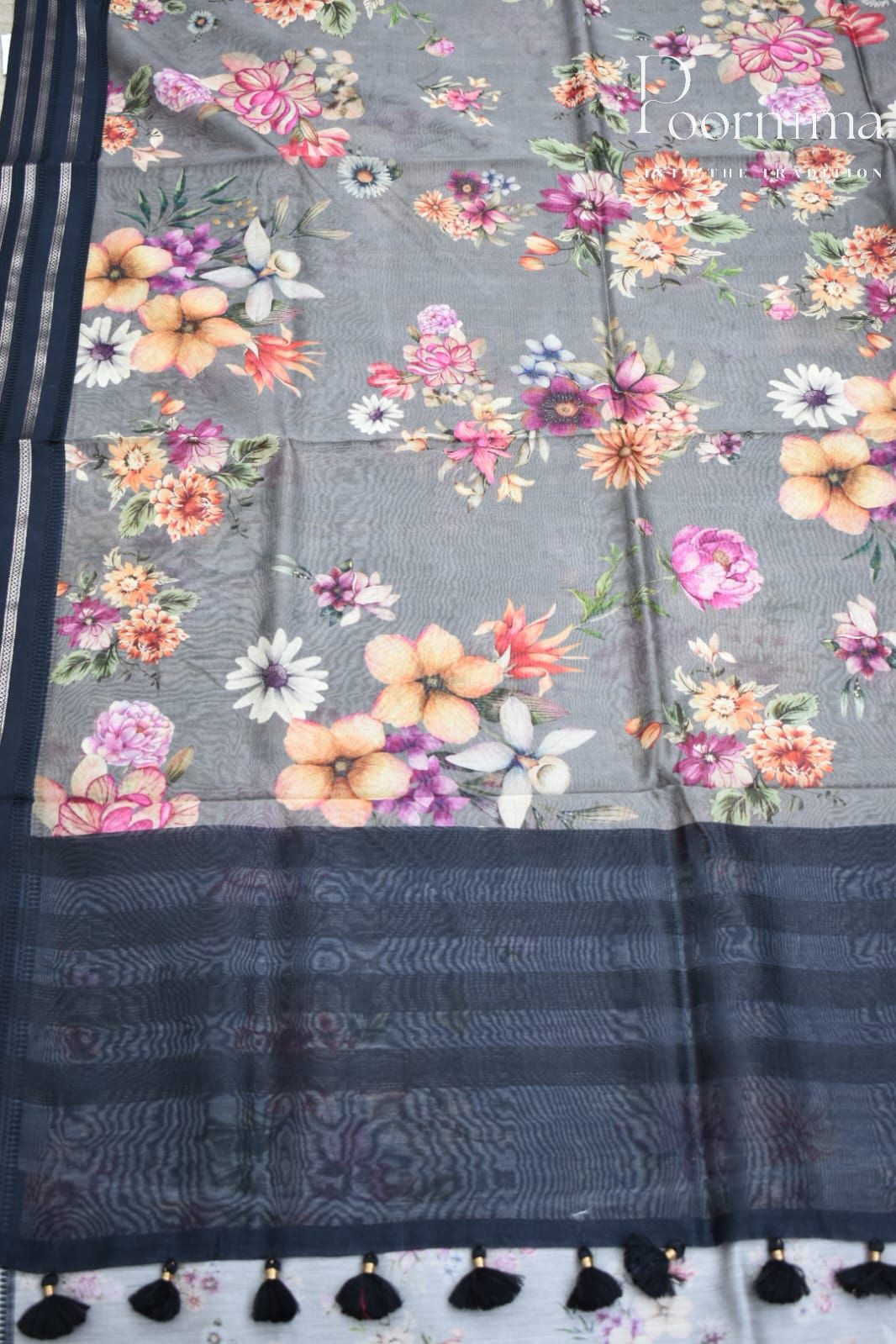 ASH- COTTON DIGITAL PRINT SAREE