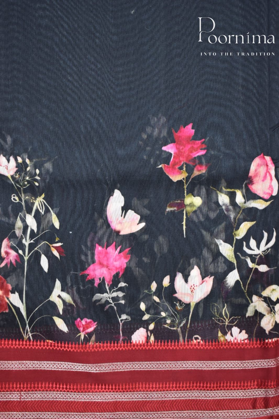 BLACK- COTTON DIGITAL PRINT SAREE