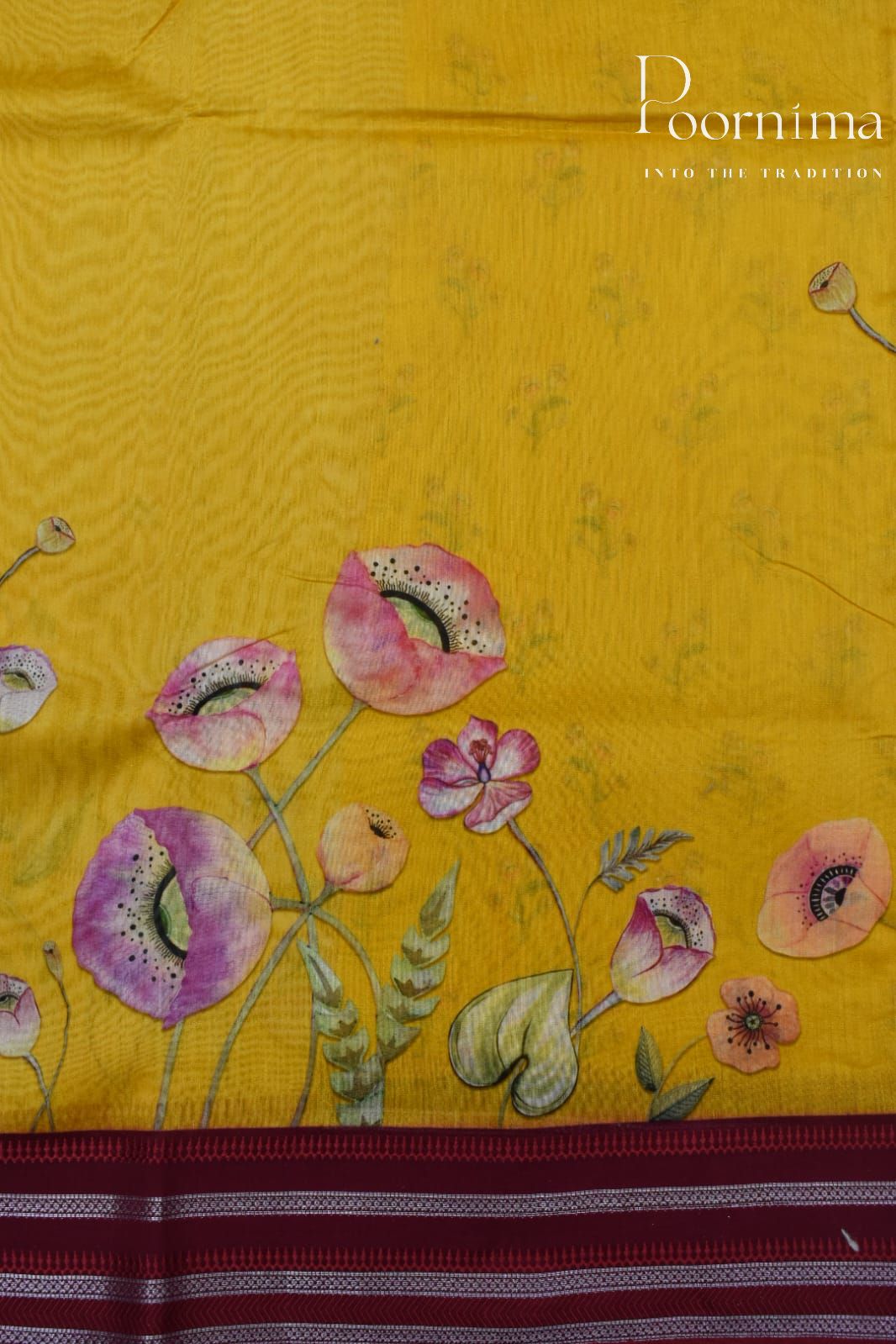 YELLOW- COTTON DIGITAL PRINT SAREE