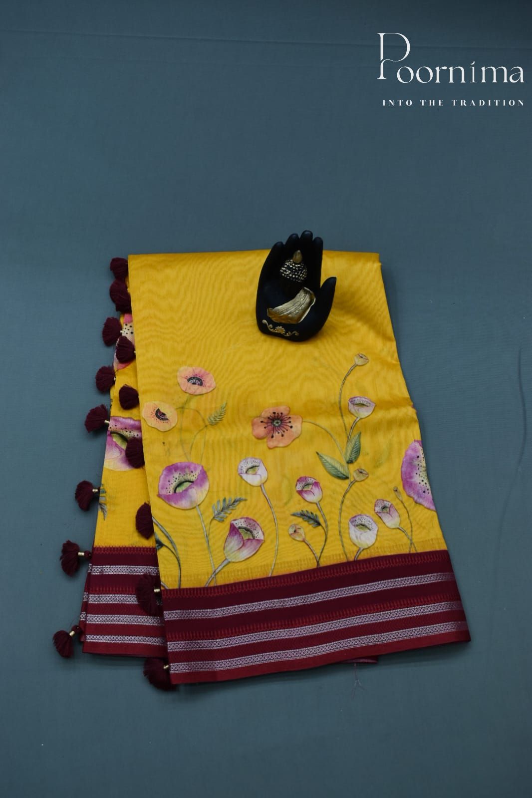YELLOW- COTTON DIGITAL PRINT SAREE
