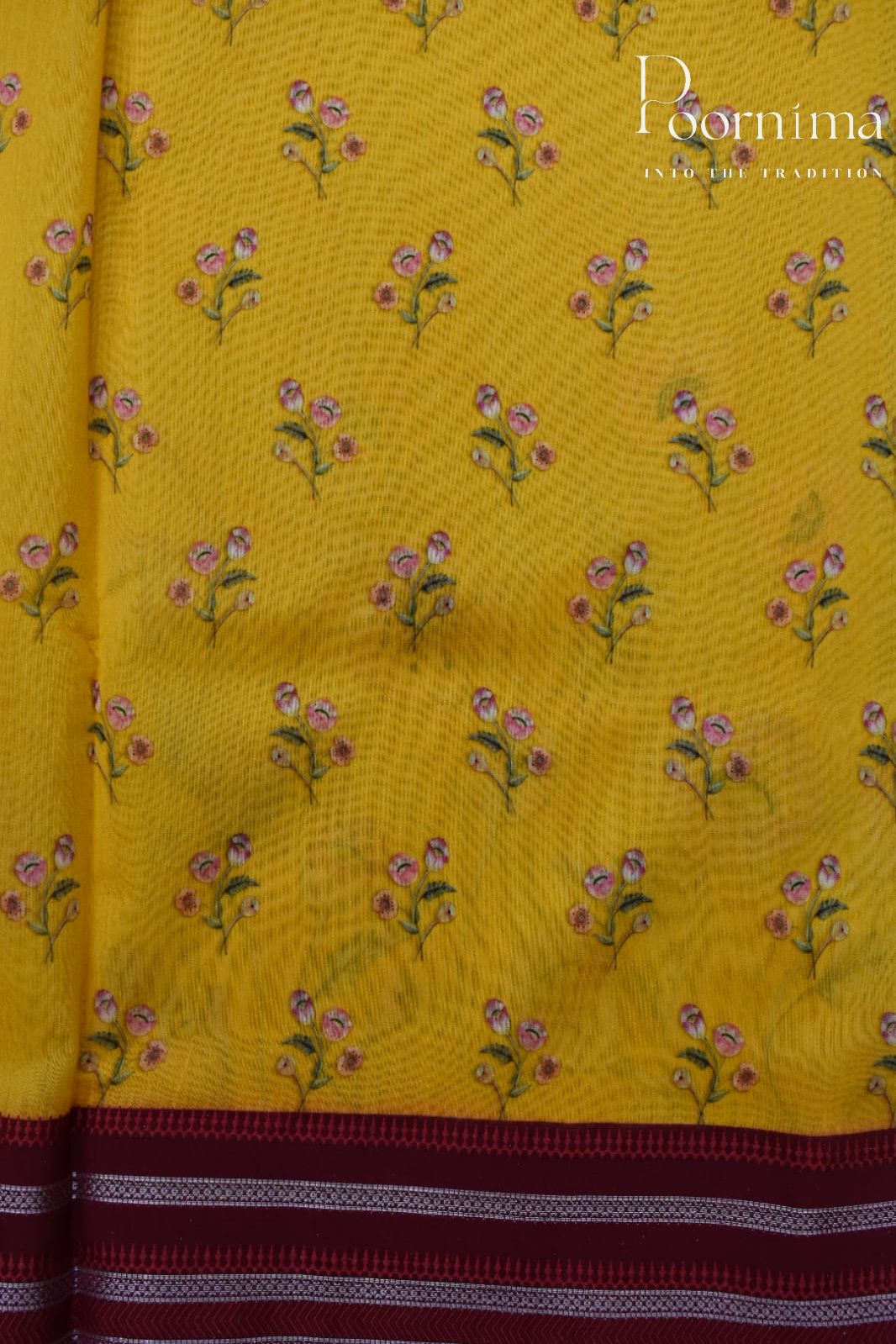YELLOW- COTTON DIGITAL PRINT SAREE