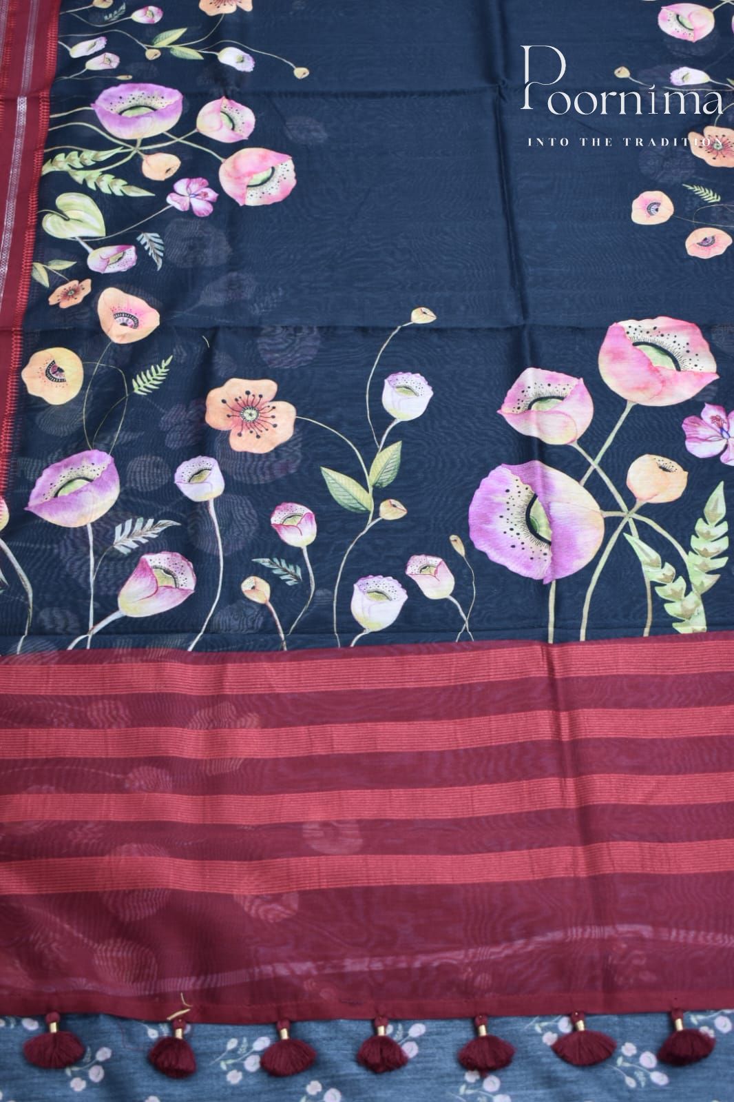 BLACK- COTTON DIGITAL PRINT SAREE