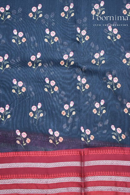 BLACK- COTTON DIGITAL PRINT SAREE