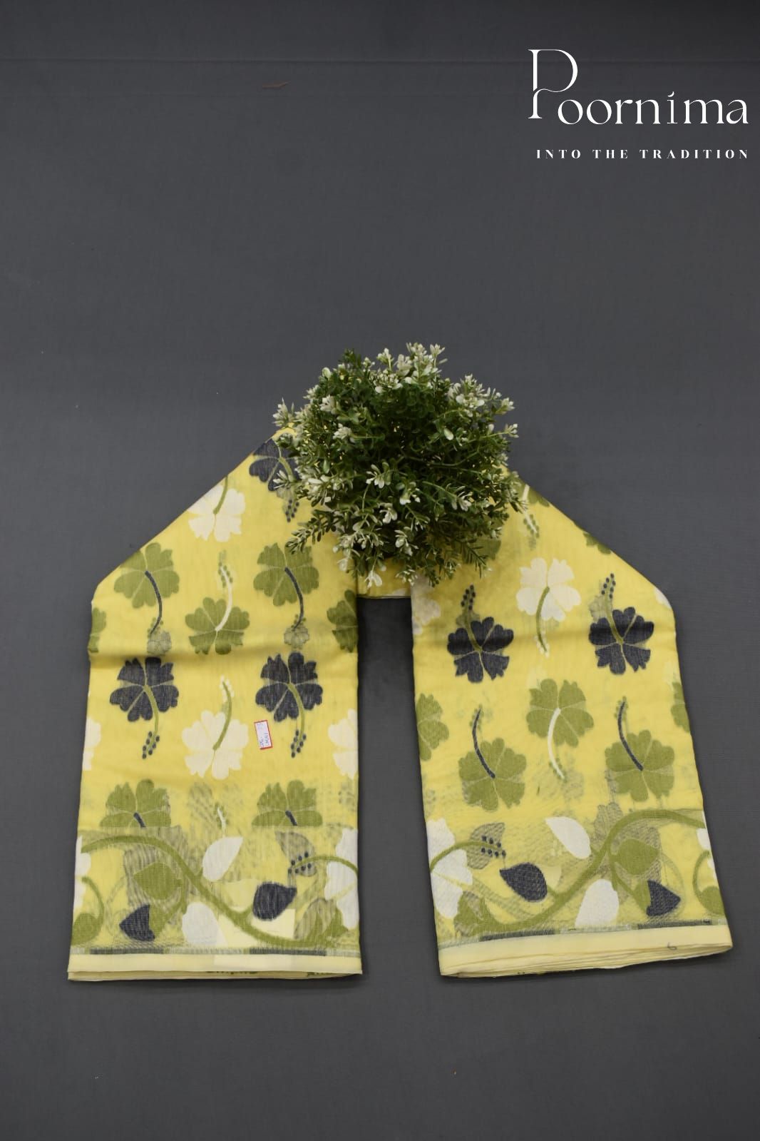 LEMON YELLOW- JAMDANI SAREE