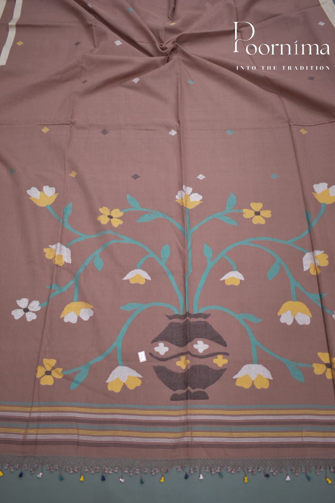 BROWN-  PURE JAMDANI SAREE
